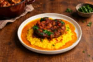 Safranrisotto mit geschmortem Ossobuco